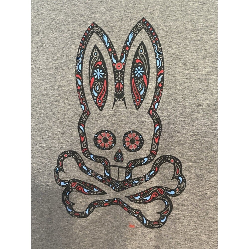 Psycho Bunny Tattoo Sugar Skull Paisley Graphic T-Shirt Mens Size 6 Large